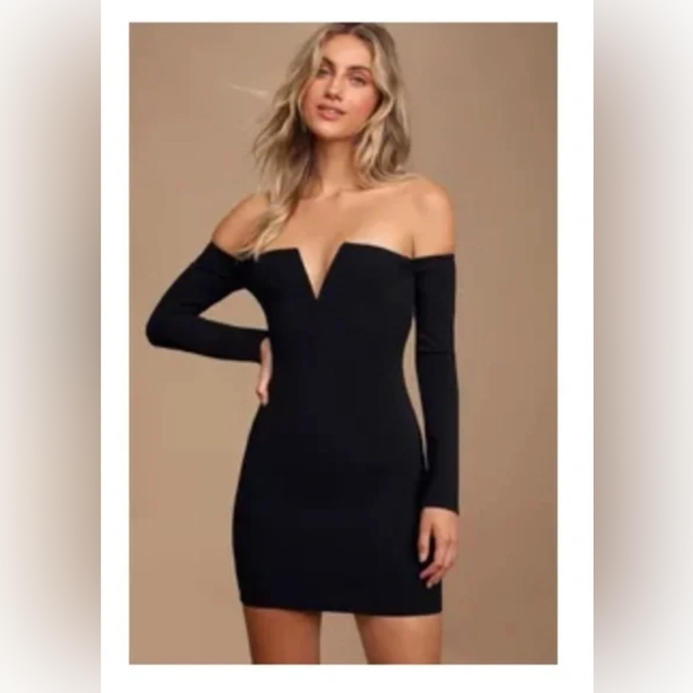 Lulu’s Over The Swoon Black Off-The-shoulder Bodycon Dress